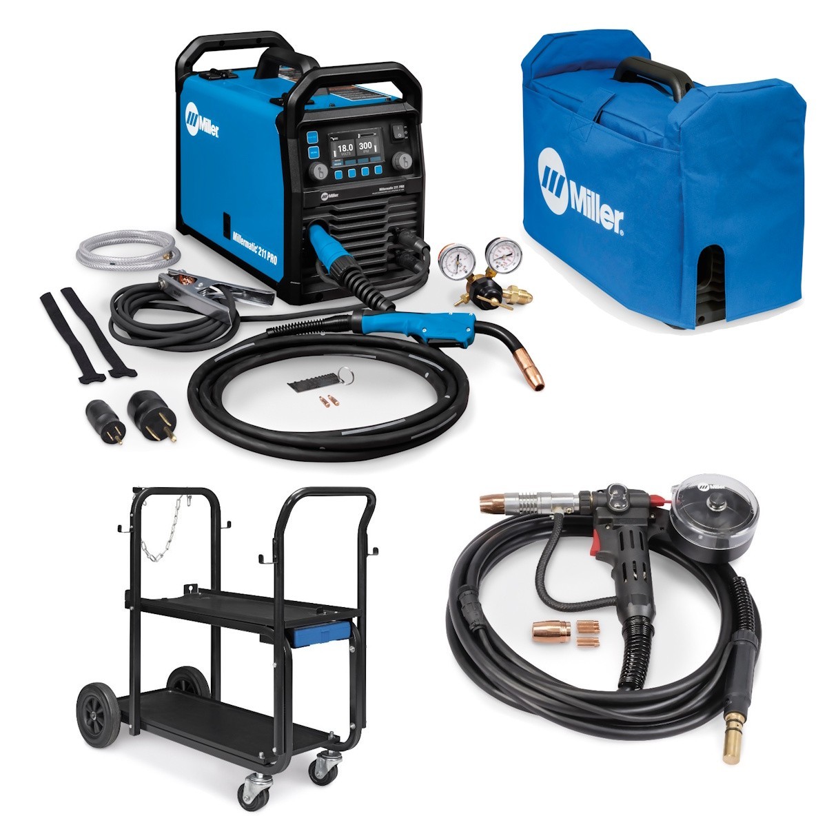 Miller Millermatic 211 PRO MIG Welder, Spoolmate 150 & Accessories