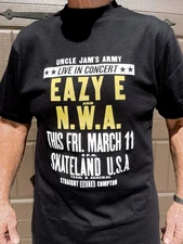 Easy E & N. W. A. @ SkateLand USA Compton Black T Crew Collar Heavy Cotton New