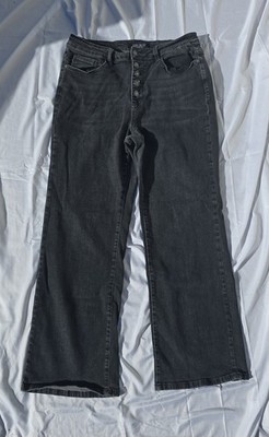 Women's Judy Blue Button Up Black Jeans, Stretch, Size 16W
