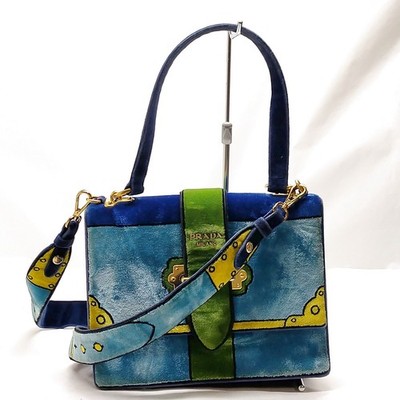 Prada Hand Bag Blue Velor 2277454