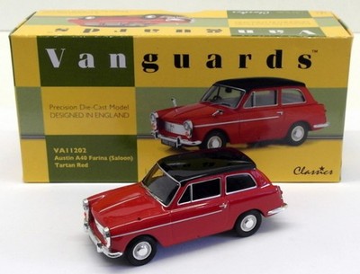 Vanguards 1/43 Scale Diecast VA11202 - Austin A40 Farina Saloon - Tartan Red