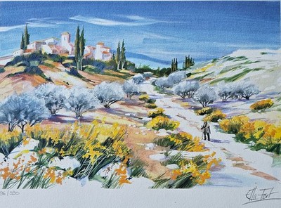 ELLA FORT The lonely wanderer French art LITHOGRAPH HAND SIGNED 15 5/8 x 11.75''