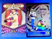 Jared Goff 2024 Illusions Abracadabra Acetate & 2021 Illusions Gold Foil - Lions