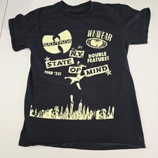 Wu Tang Clan X Nas NY State of Mind Tour ’22 Tee Black WU Wear Rap Hip Hop  S