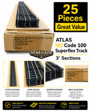Atlas 168 HO Scale Code 100 Super-Flex Nickel Silver Flex Track 36" (paquete de 25)