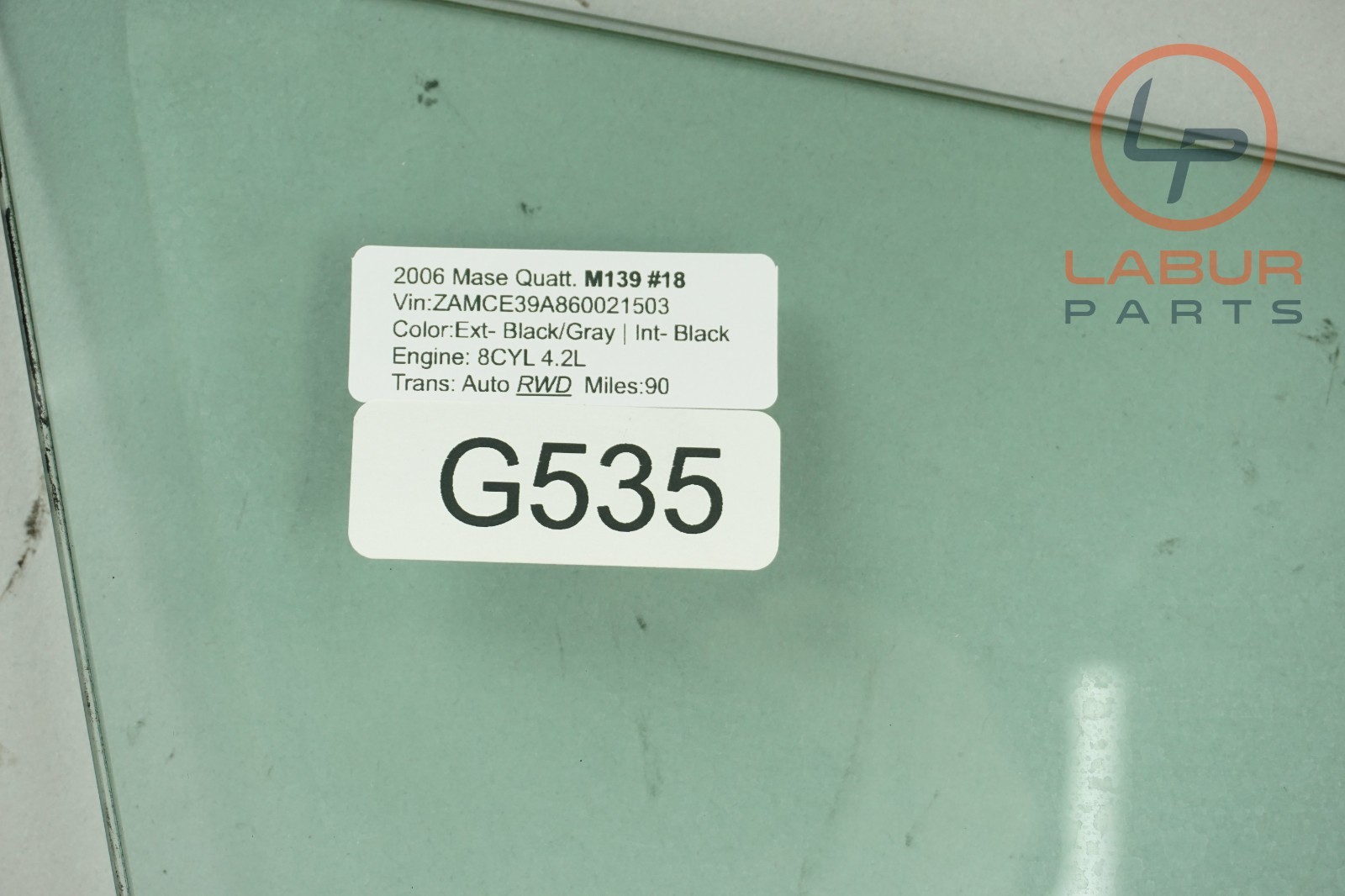 M139 03-13 Maserati Quattroporte Front Right Passenger Door Window Glass G535