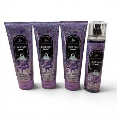 Bath & Body Works I Scream Float 8 oz Body Cream x3 & Fragrance Mist x1 Lot of 4