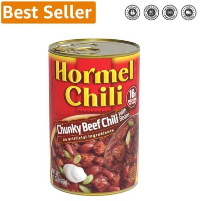 Chunky Beef Chili with Beans - Easy-Pull 15 Oz Can, No Artificial Ingredients