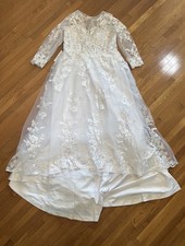 Wear Your Love White Lace Long Sleeve Wedding Dress Size 22 Bridal Gown Ele