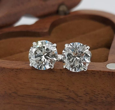 Round Cut 2.0CT Lab Grown Diamond Stud Earrings Best Lovely Gift 14k White Gold
