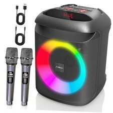 AIMAX Karaoke Machine with Bluetooth and Two Wireless Microphones, Portable