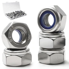 90 Pack M8-1.25mm Nylon Insert Locknuts,304 Stainless Steel A2-70 Lock Nuts,S...