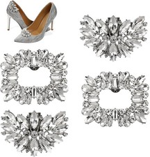 Jeffdad 4 Pcs Shoe Clips Charms for Women, Detachable Rhinestone Crystal Shoe Bu