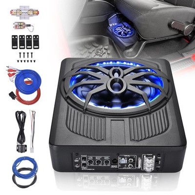 10'' 800W Slim Under-Seat Subwoofer Powered Car Sub with Amp Speaker System kit