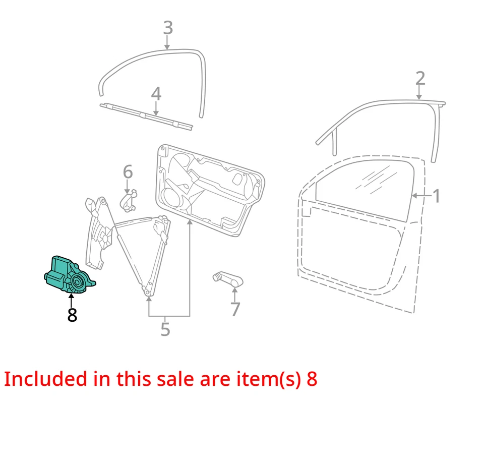 Volkswagen Beetle 1998-2001 pasajero delantero derecho motor ventana eléctrica 951291 Foto 3 de 4