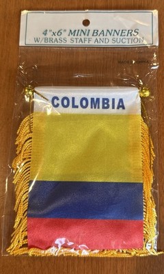 Colombia 4 X 6  MINI BANNER FLAG CAR WINDOW MIRROR HANGING W Suction New