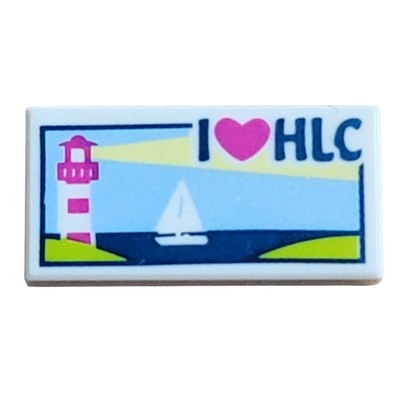 LEGO Postcard I Love HLC 1x2 Tile White 3069pb0382 Friends Replacement Parts