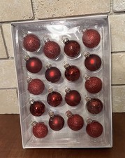 1.5 Inch Shiny, Matte and Glitter Red Plastic Ball Christmas Ornaments 18 Piece