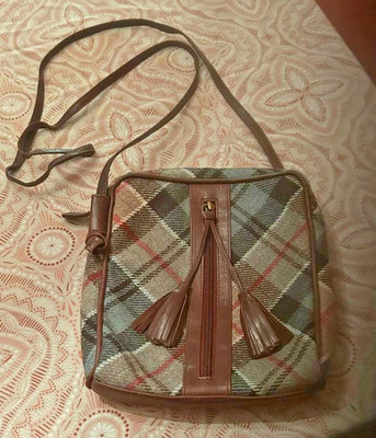 LUSS Scotland Pure Wool Scottish Tweed Leather Crossbody Purse Leather Guild