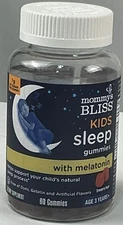 Mommy’s Bliss Kids Sleep Gummies With Melatonin, Strawberry, 60 Ct, No Dyes, 1MG