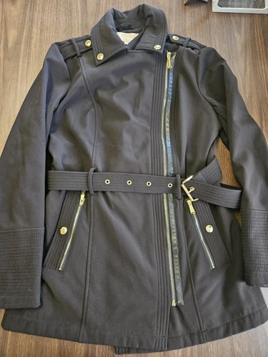 Trench cappotto donna Michael Michael Kors nero foderato con cintura e zip taglia S us intime ottimeioni c