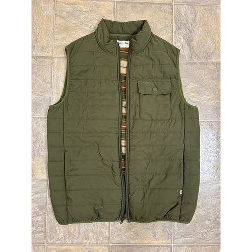 Hang Ten Men Military Green Puffer Vest Fleece Lined Quilted Full Zip Gorpcore M - product listing photo