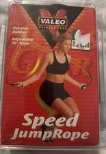 VALEO Adjustable Speed Jump Rope 10' Rubber Molded Foam Grip Handles Cardio