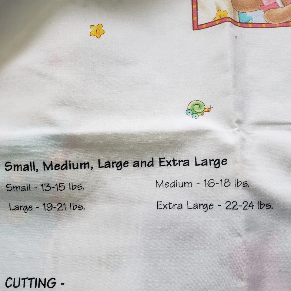 DAISY KINGDOM Honey Bear Sunsuit Fabric Panel Cut & Sew 13-24 LBS Uncut VTG 90s - Image 3 of 4