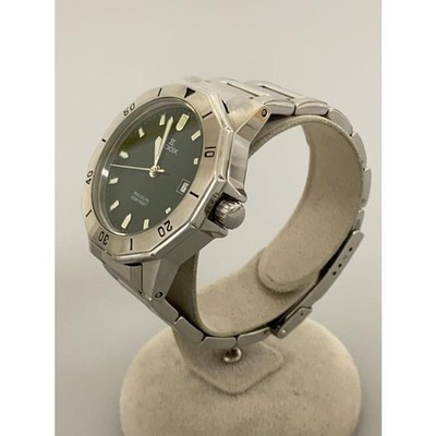 EDOX PRO-DELFIN 70071 Quartz 500M Green Dial Mens Diver Watch Swiss SS Date 43mm