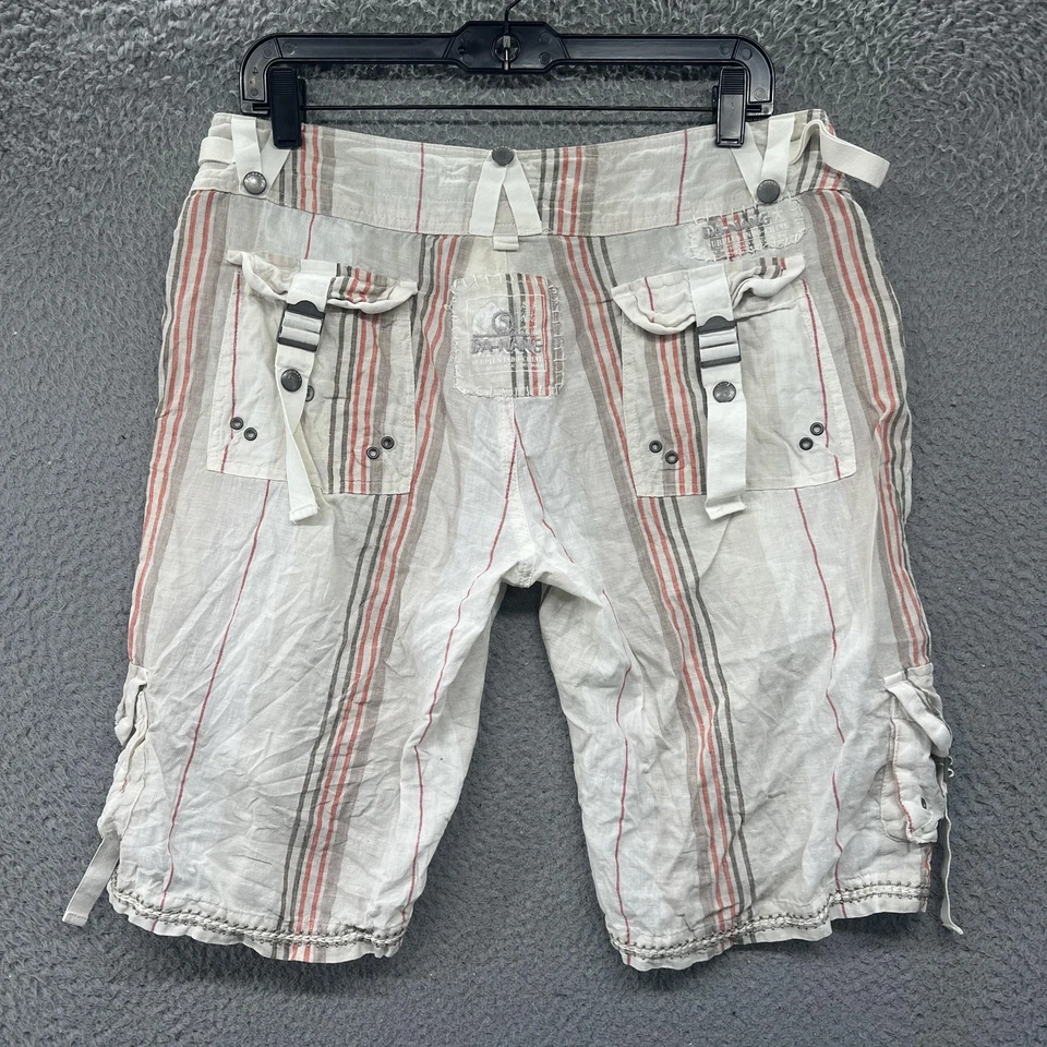 Pantalones Cortos Da-Nang Para Hombre Grandes Bolsillos de Carga Hebilla Utilidad Rayas Rojo Gris Beige Foto 2 de 4