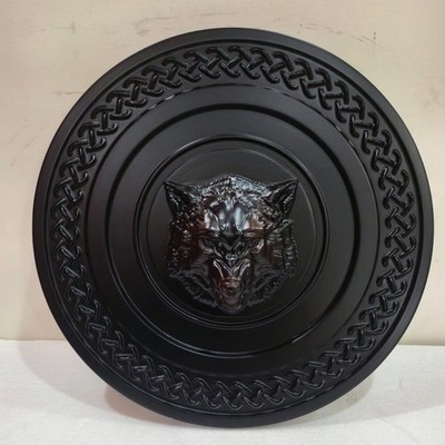 24'' Wooden Wolf Round Roman Shield Ideal Perfect size for Reenactments, Vintage