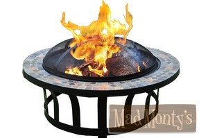 Handcrafted 32 Round Slate Fire Pit Bowl Outdoor Firepit Patio