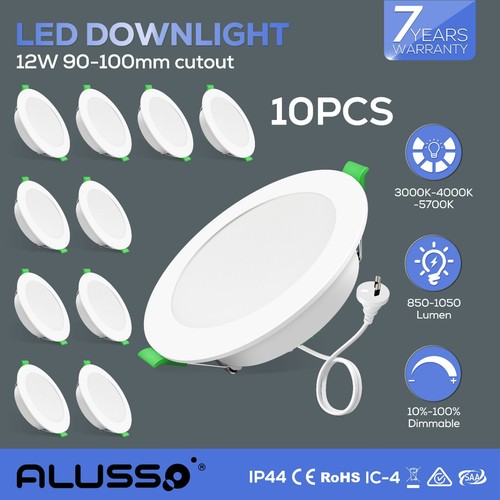 10Pcs LED Downlight Kit 12W 90mm Cutout Tri-color Dimmable 1050lm with ...