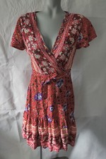 Unbranded Red Floral Wrap Dress Size M