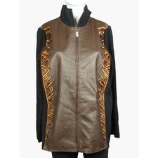 Vintage Qvc Small Bob Mackie Wearable Art Embroidered Leather Jacket Sweater Coa