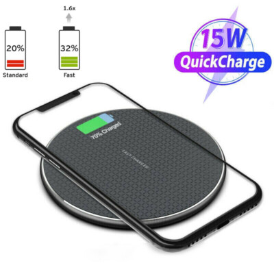 15W Wireless Charger Fast Charging Pad for Samsung iPhone Cell