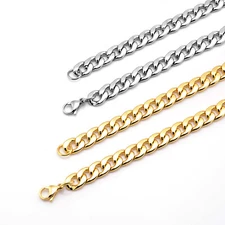 Polished Cuban Link Chain for Men Stainless Steel NK Necklace Hip Hop Jewelry