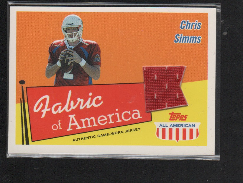 CHRIS SIMMS 2003 TOPPS DRAFT PROS & PROSPECTS FABRIC AMERICA RC JERSEYY#FA-CS