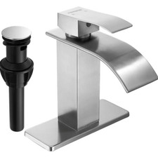 Waterfall Bathroom Sink Faucet Single Handle Hole Vanity Mixer Taps with Cover