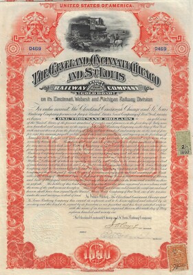 The Cleveland, Cincinnati, Chicago and St. Louis Railway Company, Gold Bond,1891