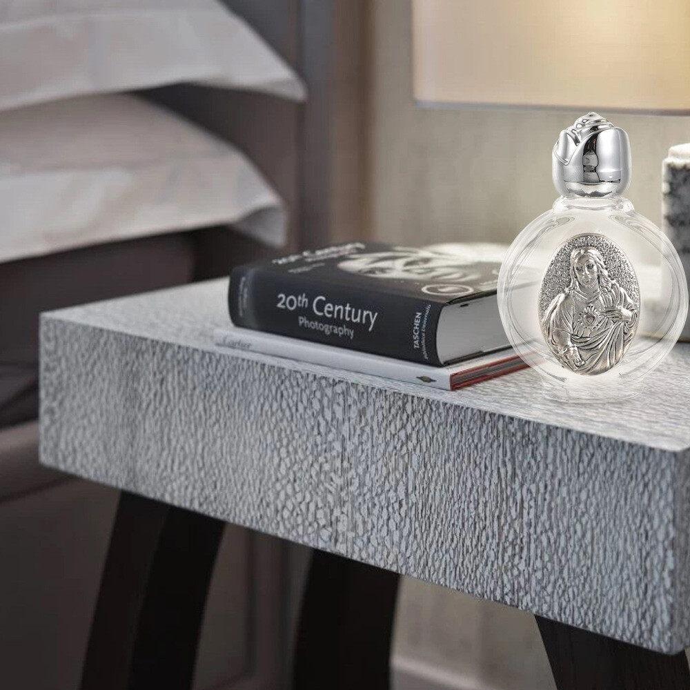 2 Pcs Leere Weihwasserflaschen Geprägte Aus Rosa Kristallglaslegierung Heilige