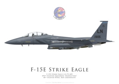 Print F-15E Strike Eagle, 492nd FS, 48th FW, Lakenheath (by G. Marie)