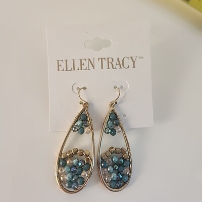 Ellen Tracy Earings Blue/Gold