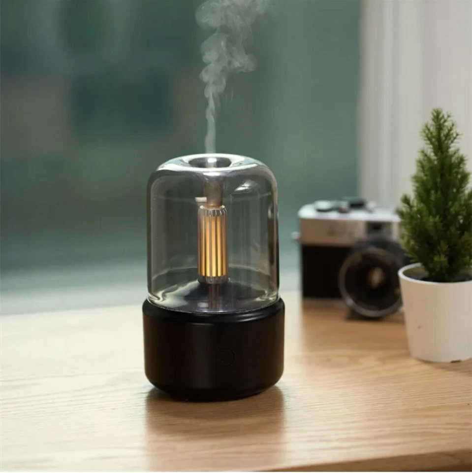 Candlelight Aroma Diffuser Portable Electric Air Humidifier Cool Mist *Black* - Image 4 of 4