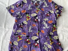 Halloween Disney Store Mickey Mouse Scrub Top Size L Trick Treat Mint women s