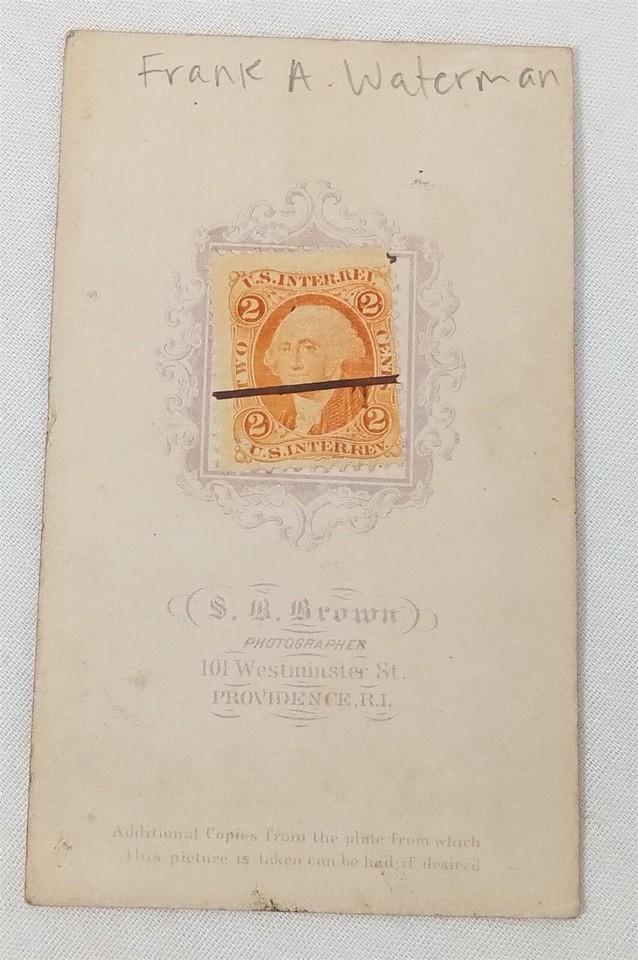 Antique CDV Photo Civil War Soldier in Uniform Frank A Waterman Tax