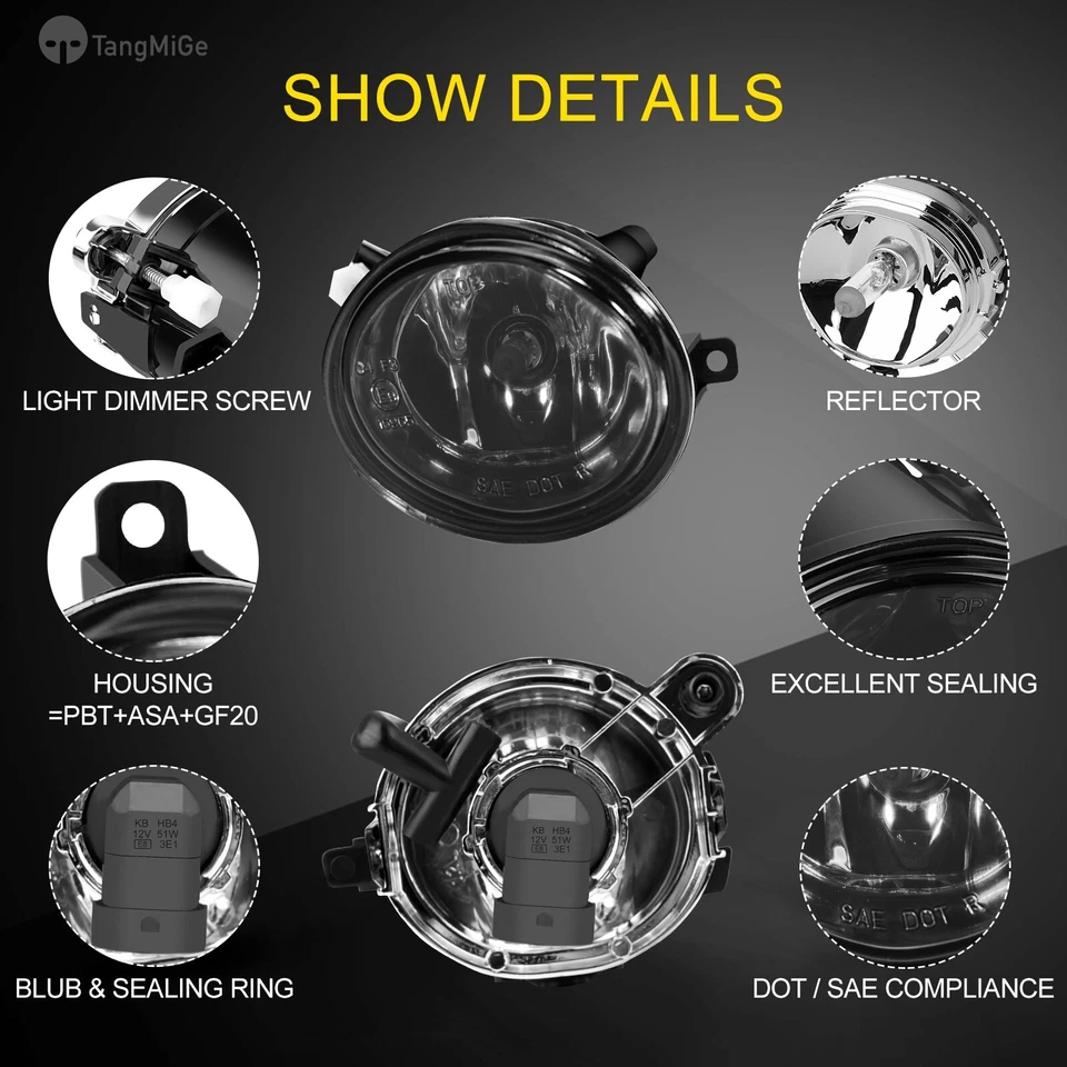 Fog Lights For 00-06 BMW 320i 323i 325i/xi 330i/xi  M3  M5 HB4/9006 51W Smoke — 第 4/4 张图片