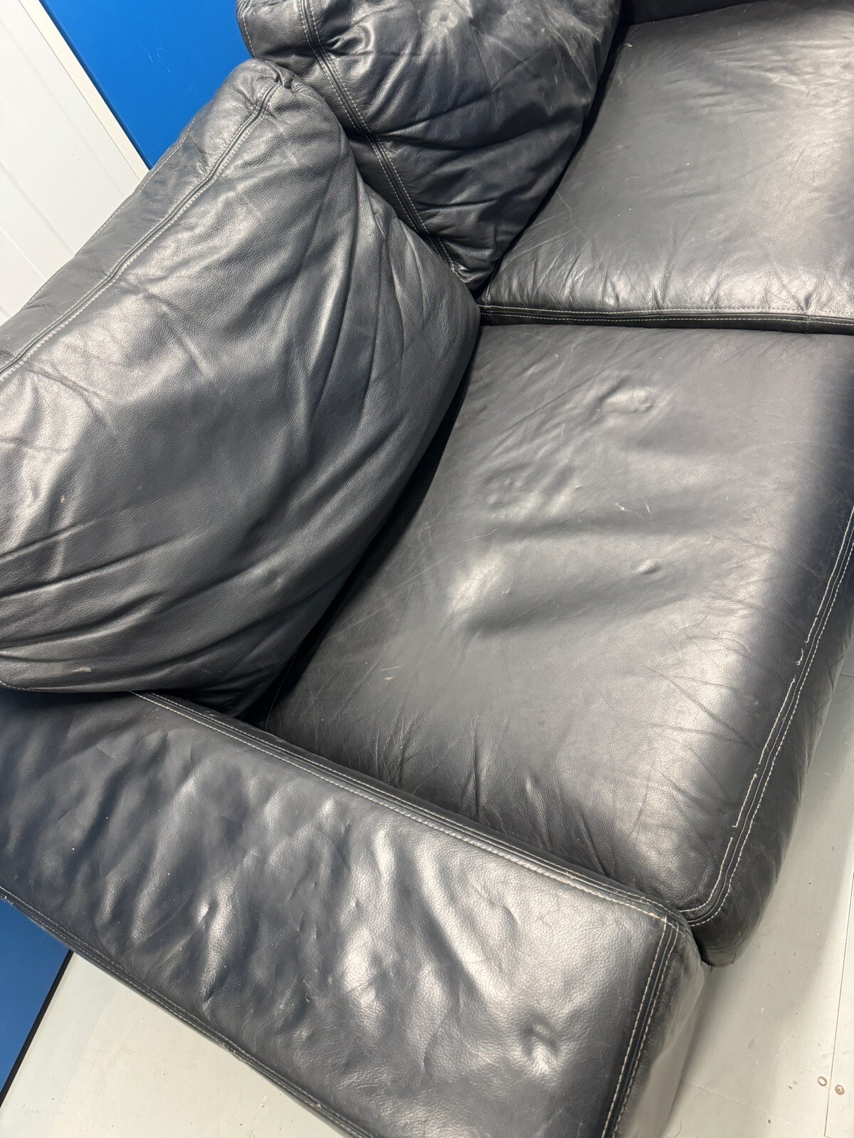 2 Seater Black Leather Sofa eBay