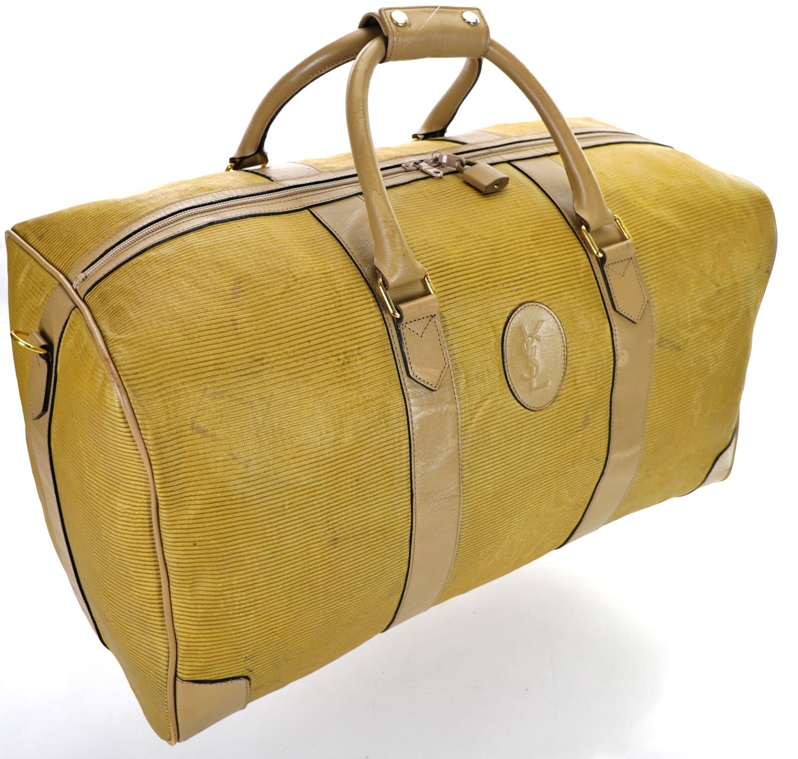 Borsone vintage YVES SAINT LAURENT YSL marrone tela pelle Italia unisex