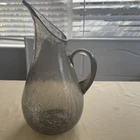 Mid Century Modern Blenko Crackle Glass Sheer Taupe 13” Pitcher